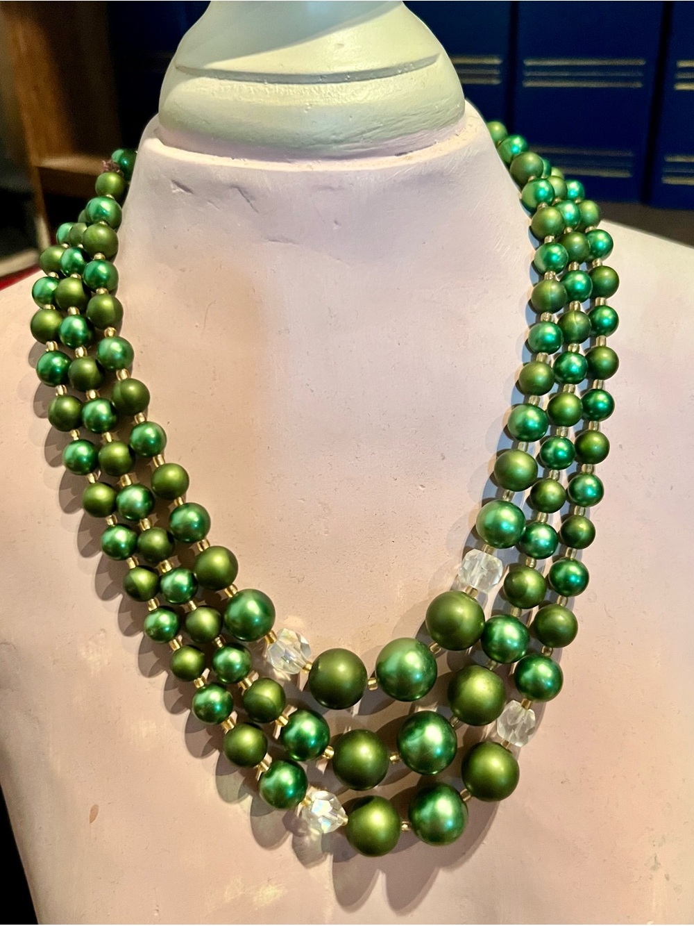 Vintage Green Multi-Strand Beaded Necklace - Elegant Women’s Jewelry
